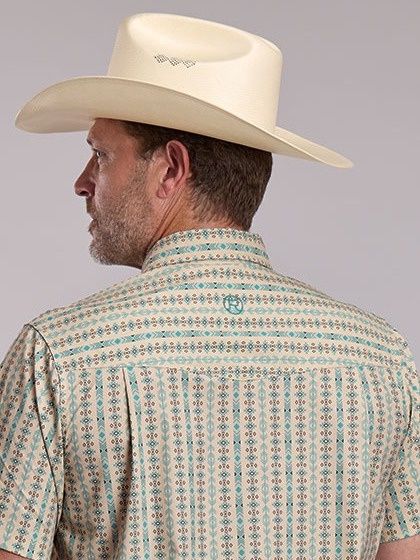Blue Aztec Stripe Short Sleeve Shirt