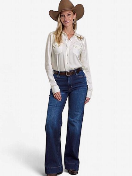 Aztec Embroidered Pearl Snap Shirt
