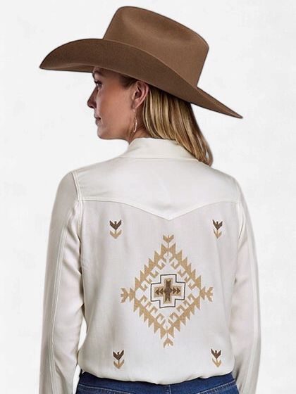 Aztec Embroidered Pearl Snap Shirt