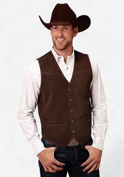 Suede Western Vest - Brown