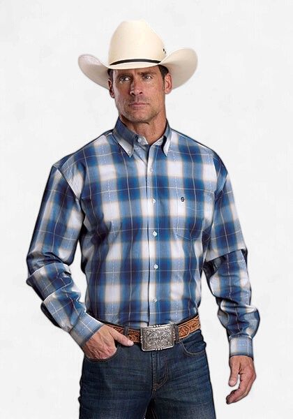 Azure Ombre Plaid Shirt - Blue- Stetson