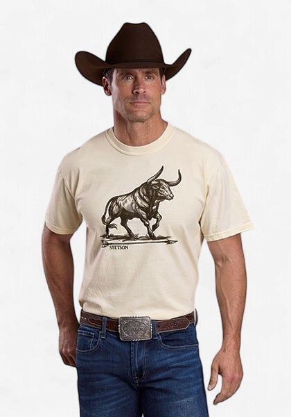Charging Bull w/Arrow Garment Dyed Heavyweight/Unisex T-Shirt - Men's - Stetson