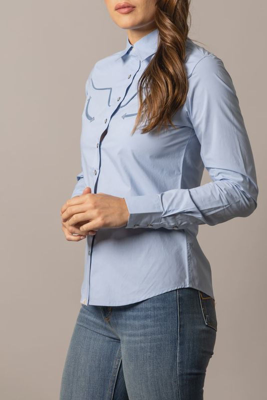 Logo Horn Long Sleeve - Light Blue - Kimes Ranch