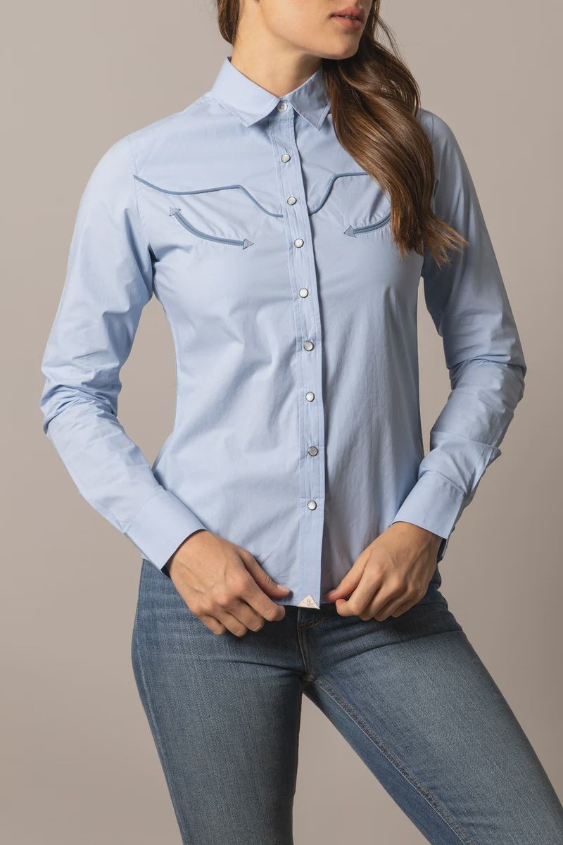 Logo Horn Long Sleeve - Light Blue - Kimes Ranch, Size: S