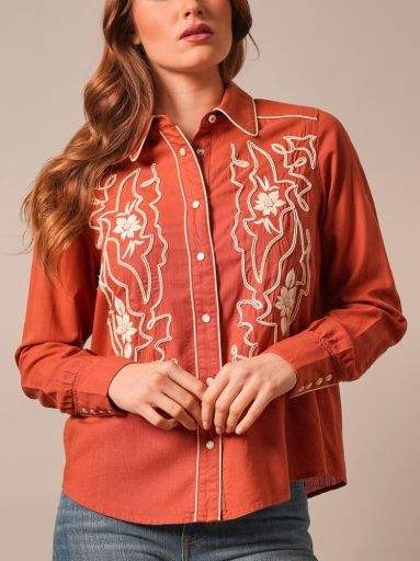 Stevie L/S Shirt - Burnt Red - Women's - Kimes Ranch, Size: S