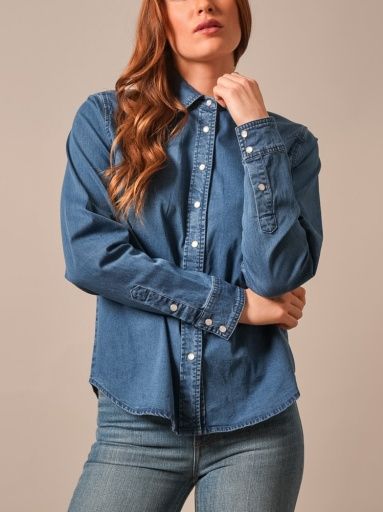 Lolo Denim Shirt with Bow - Indigo - Women's - Kimes Ranch