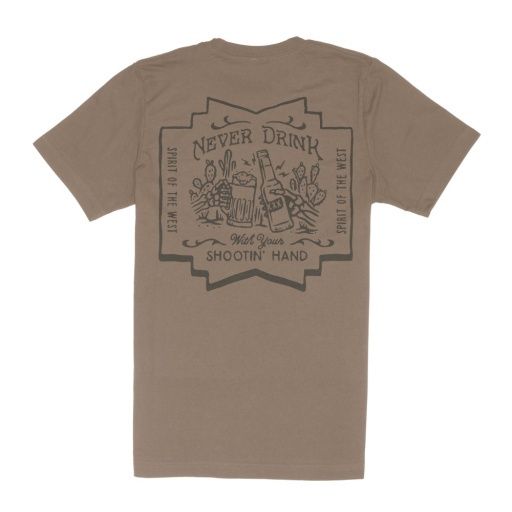 Shootin' Hand Salud T-Shirt - Sendero, Colour: LIGHT BROWN, Size: Small