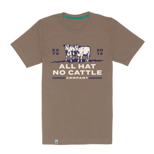 All Hat No Cattle T-Shirt - Men's - Sendero, Colour: LIGHT BROWN, Size: Medium