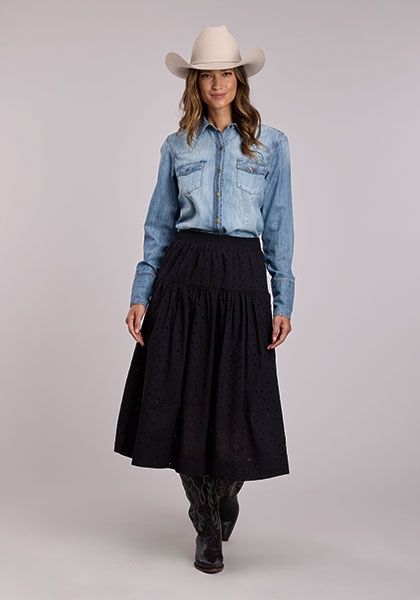 Eyelet Cotton Prairie Skirt - Stetson