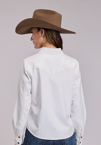 White Denim Smile Pocket Blouse - Stetson