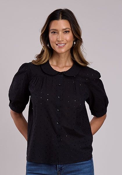 Cotton Eyelet Pan Collared Blouse - Stetson