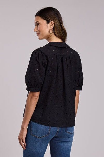Cotton Eyelet Pan Collared Blouse - Stetson