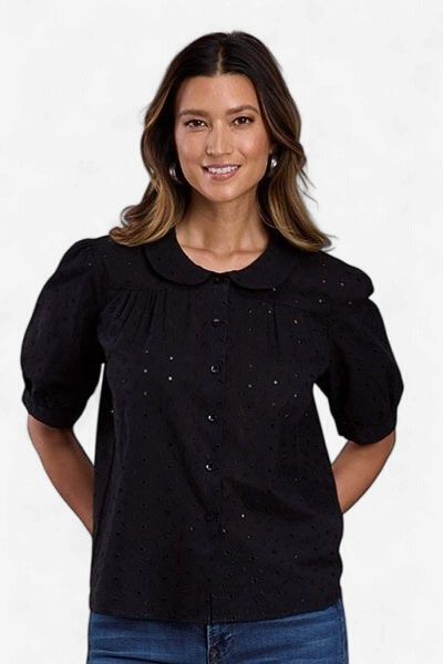 Cotton Eyelet Pan Collared Blouse - Stetson