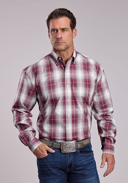 Burgundy Ombre Plaid Shirt - Stetson