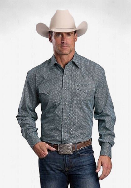 Forrest Green Mosaic Print Shirt - Stetson