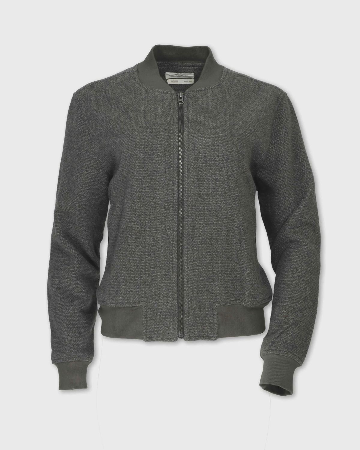 Tweed Bomber Jacket - Olive - Purnell, Size: M