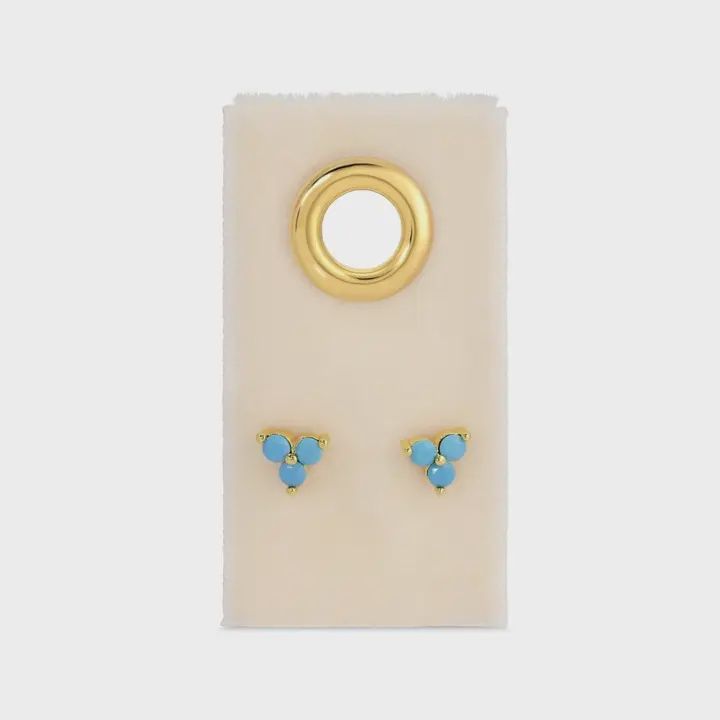 Light Blue Triple Cluster Studs on Velvet Tag - Splendid Iris