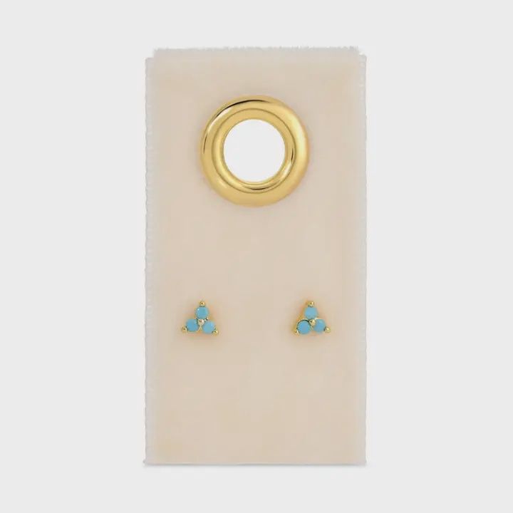 Light Blue Triple Cluster Studs on Velvet Tag - Splendid Iris