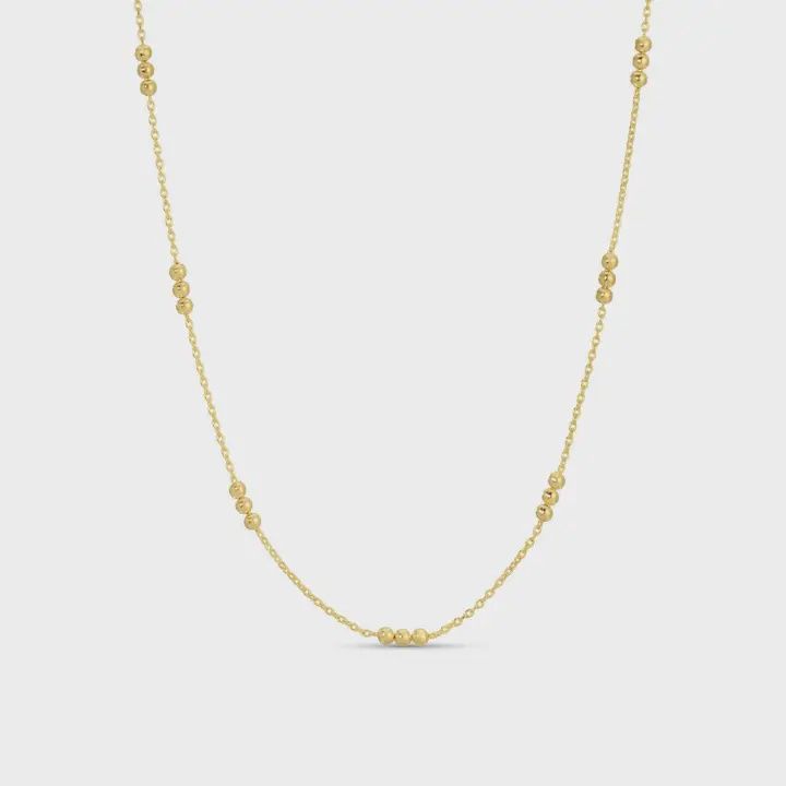 Minimalist Chain Necklace with Trio Bead Clusters - Splendid Iris