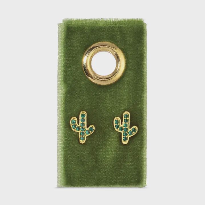 Green Pave Cactus on Velvet Gift Tag - Splendid Iris