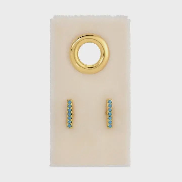 Light Blue Pave Bar Studs on Velvet Tag - Splendid Iris