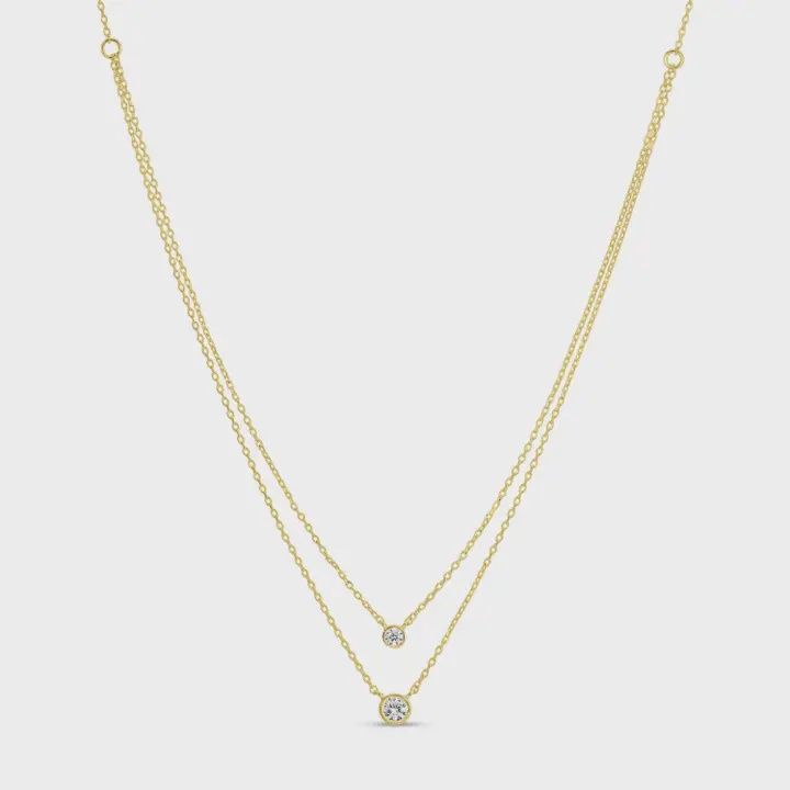 Double Layer Appeal Framed Cz Necklace - Splendid Iris