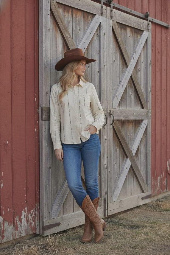 Horseshoe Embroidered Button Up Shirt