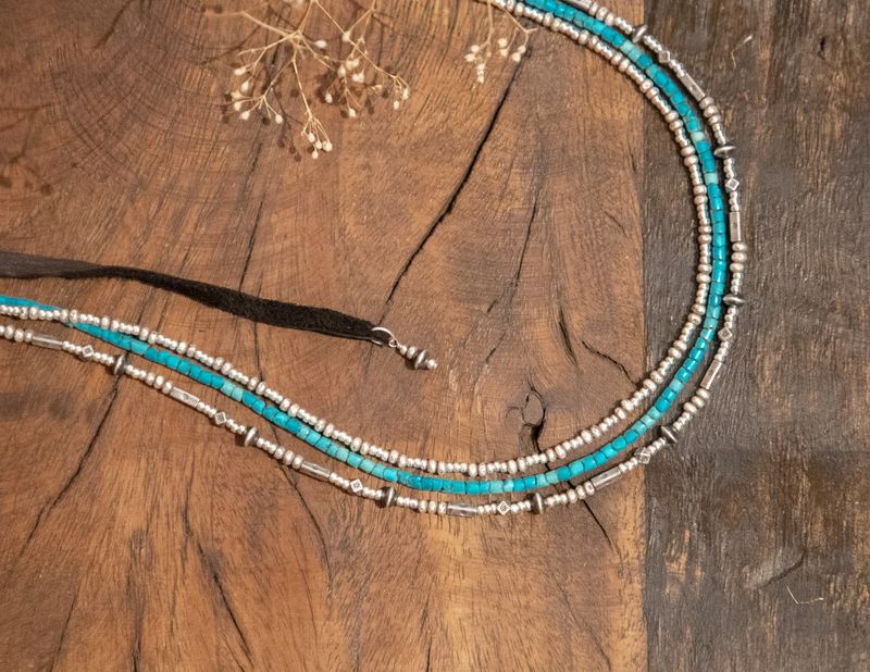 3 Strand Hat Band with Turquoise - Peyote Bird