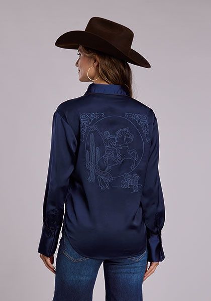 Contrast Frt Yokes &amp; Piping - L/S Shirt -Novelty - Stetson