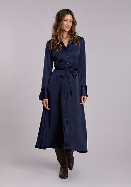Contrast Frt Yokes - Piping - Emb - Womens Dress - Stetson Novelty Solid