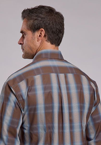 Chocolate Dobby Plaid - L/S Shirt - Stetson