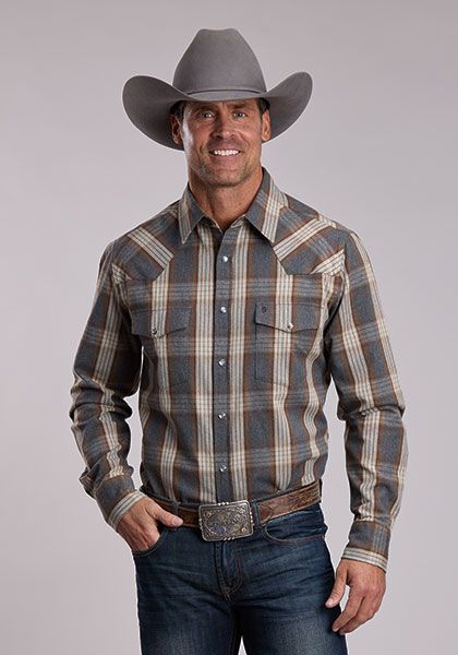 Heather Plaid Long Sleeve Pearl Snap - Stetson