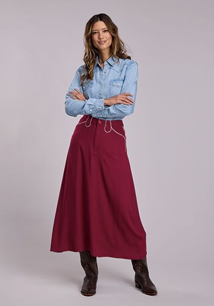 A-Line Retro Style Skirt w/Pip - Stetson Basic Solids