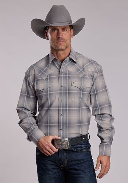 Silver Ombre - L/S Shirt - Stetson 2 Snap Pocket Plaid