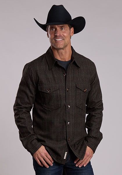 Wool Blend Poly Lines Shirt Jacket - Stetson