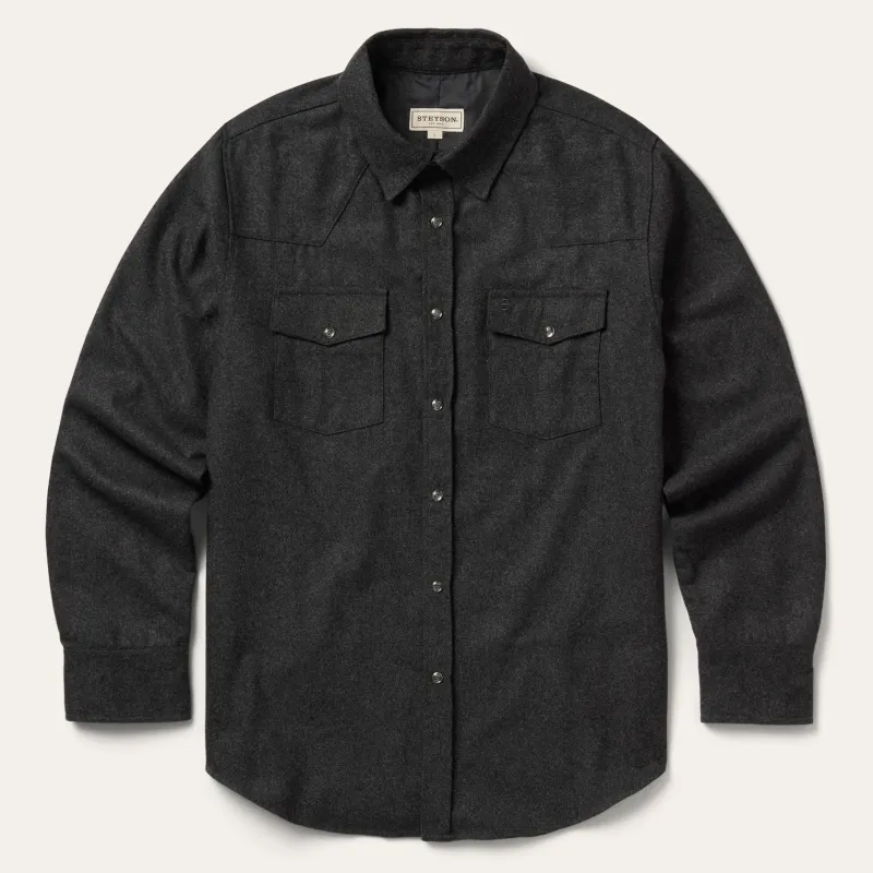 Western Wool Shirt - Dark Grey