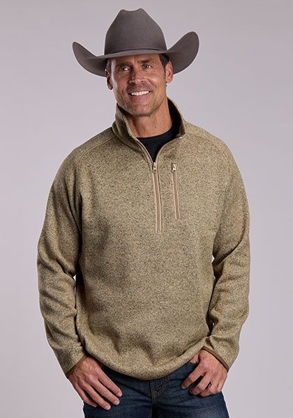 1/4 Zip Frt Herringbone Bnd -Sweater - Stetson