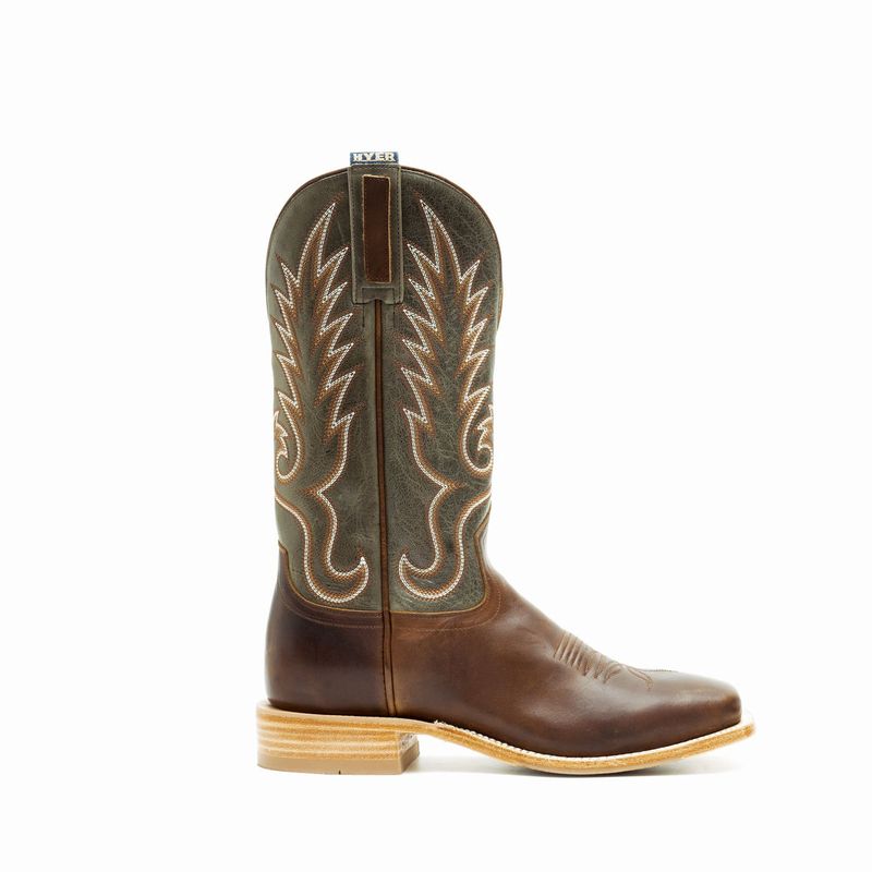 Hyer Men's Kincaid Boot Rich Aged Saddle &amp; Dark Fern Cowhide