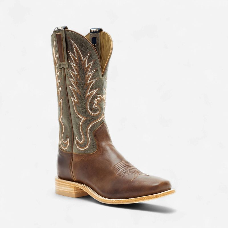 Hyer Men's Kincaid Boot Rich Aged Saddle &amp; Dark Fern Cowhide