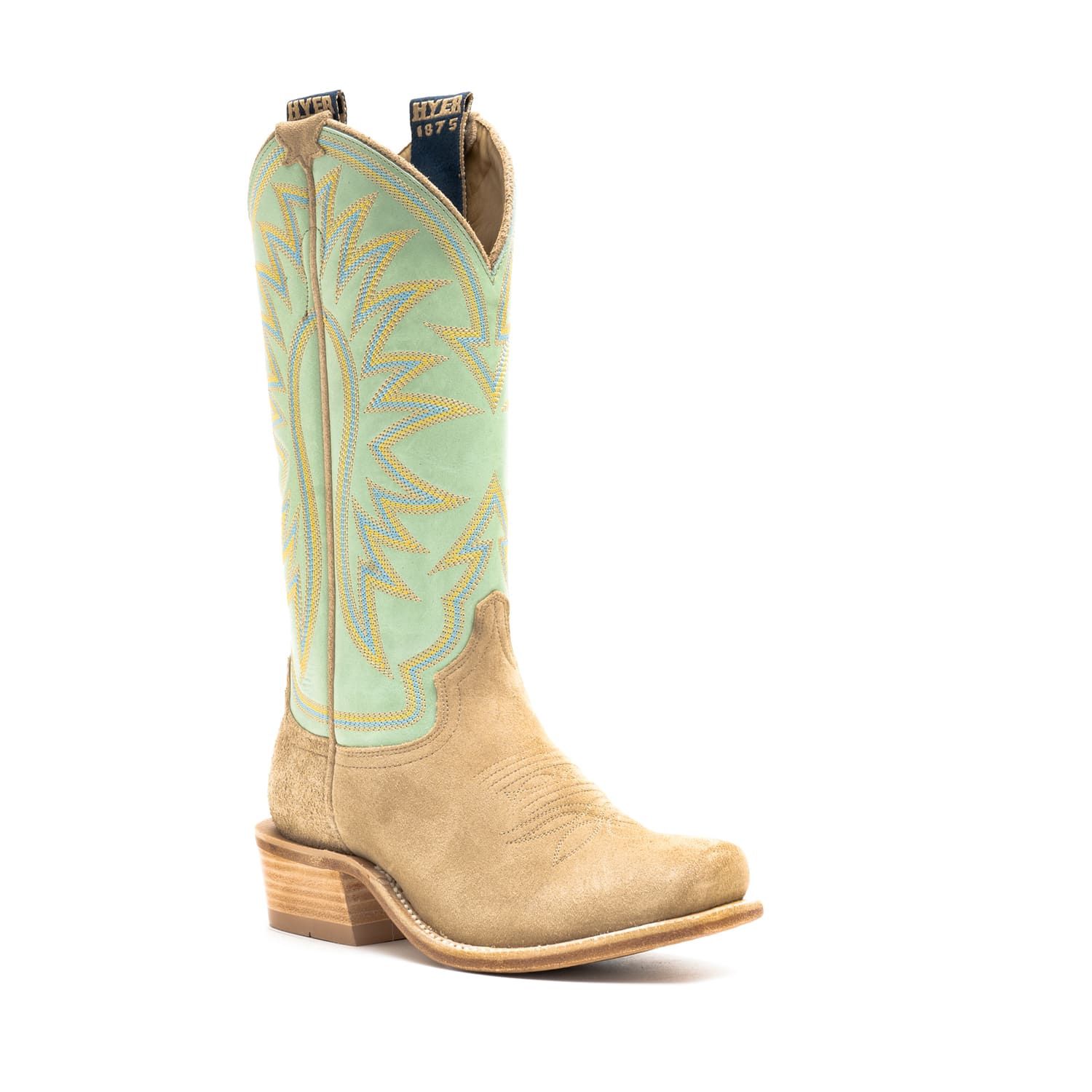 Hyer Womens Rose Hill Sand Roughout Iced Mint Cowhide Hyer Womens Rose Hill Sand Roughout Iced Mint Cowhide