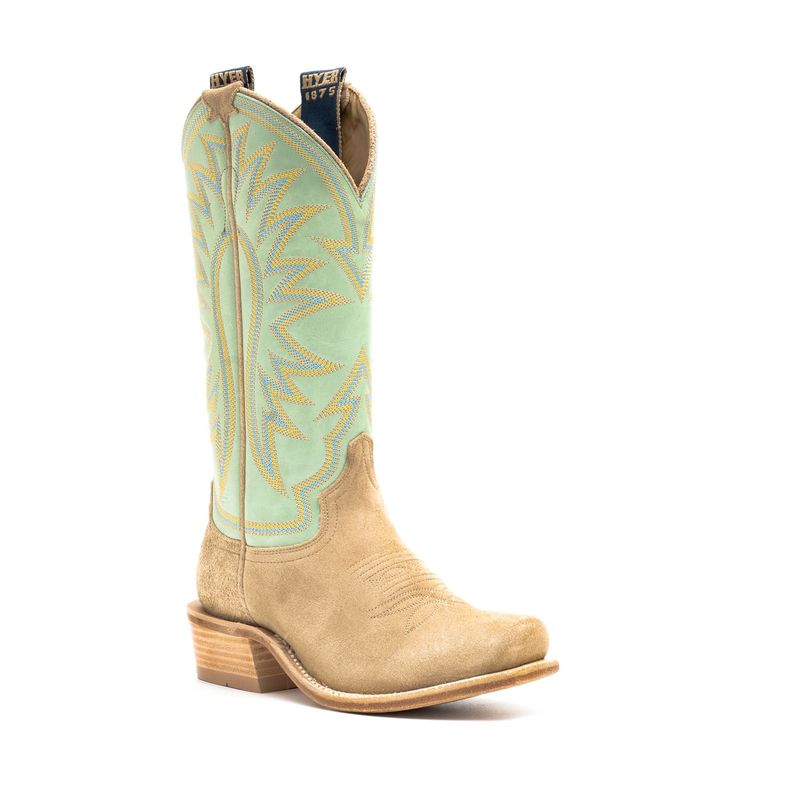 Hyer Womens Rose Hill Sand Roughout Iced Mint Cowhide