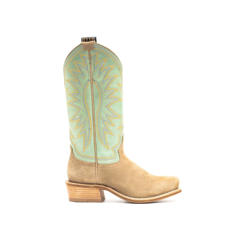 Hyer Womens Rose Hill Sand Roughout Iced Mint Cowhide