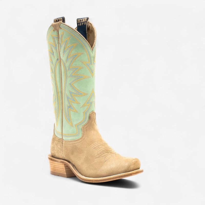 Hyer Womens Rose Hill Sand Roughout Iced Mint Cowhide