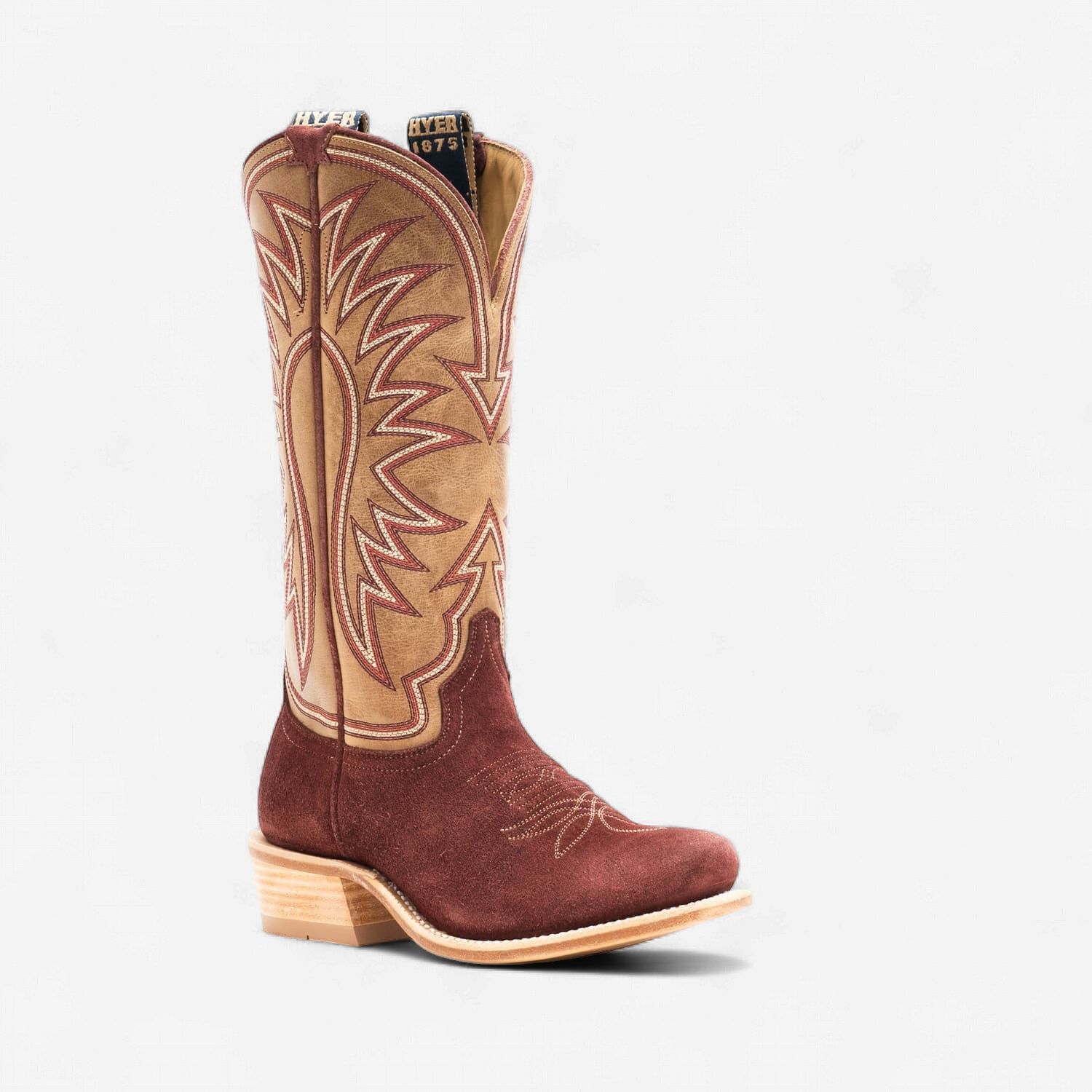 Hyer Womens Rose Hill Burgundy Roughout Rolled Oats Cowhide