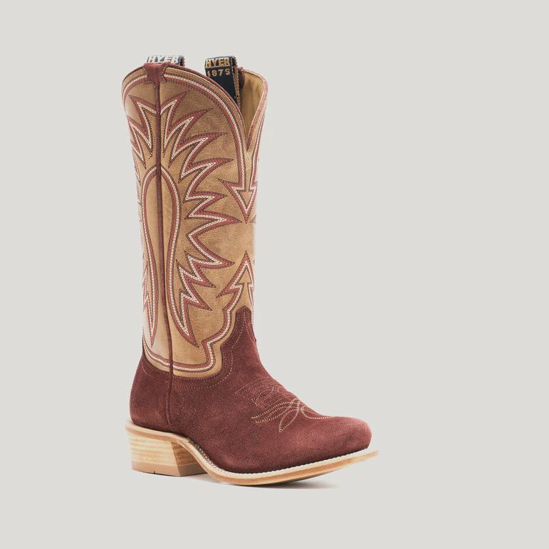 Hyer Womens Rose Hill Burgundy Roughout Rolled Oats Cowhide