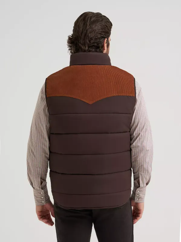 Men's Corduroy Yoke Puffer Vest - Cambridge Brown