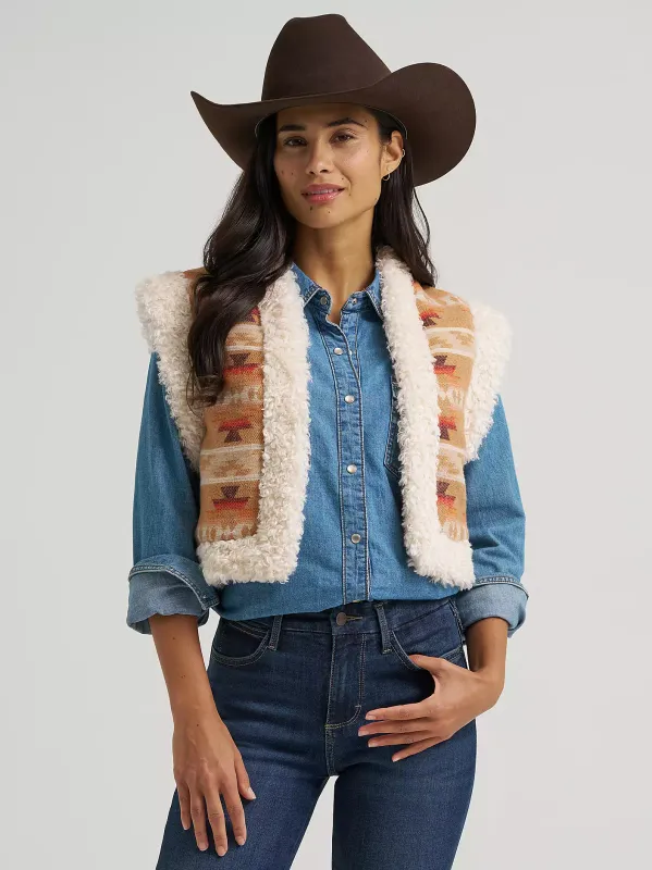 Wrangler Retro Jaquard Vest-Tan