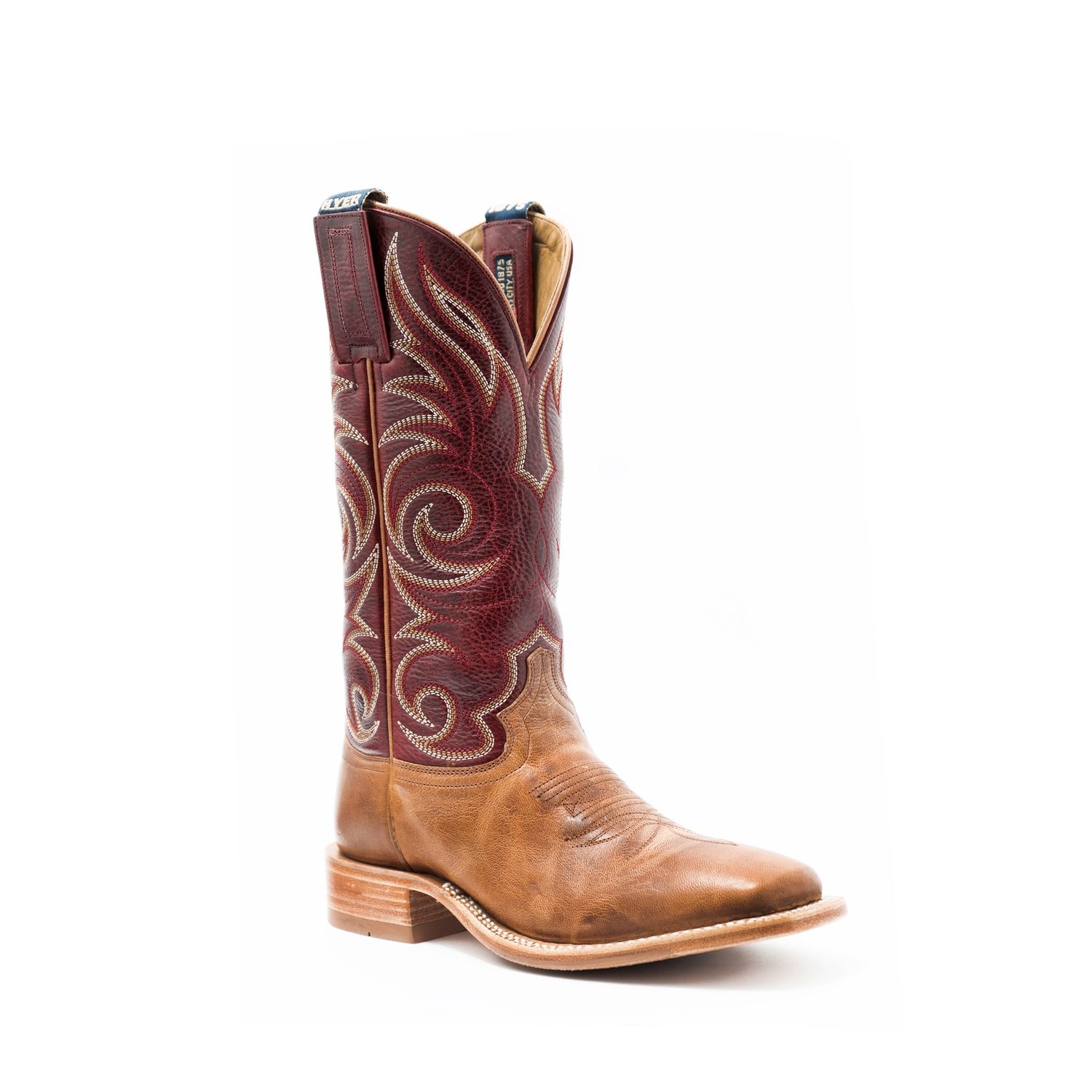 Hyer Womens Salina Glossy Tan Goat Royal Red Cowhide