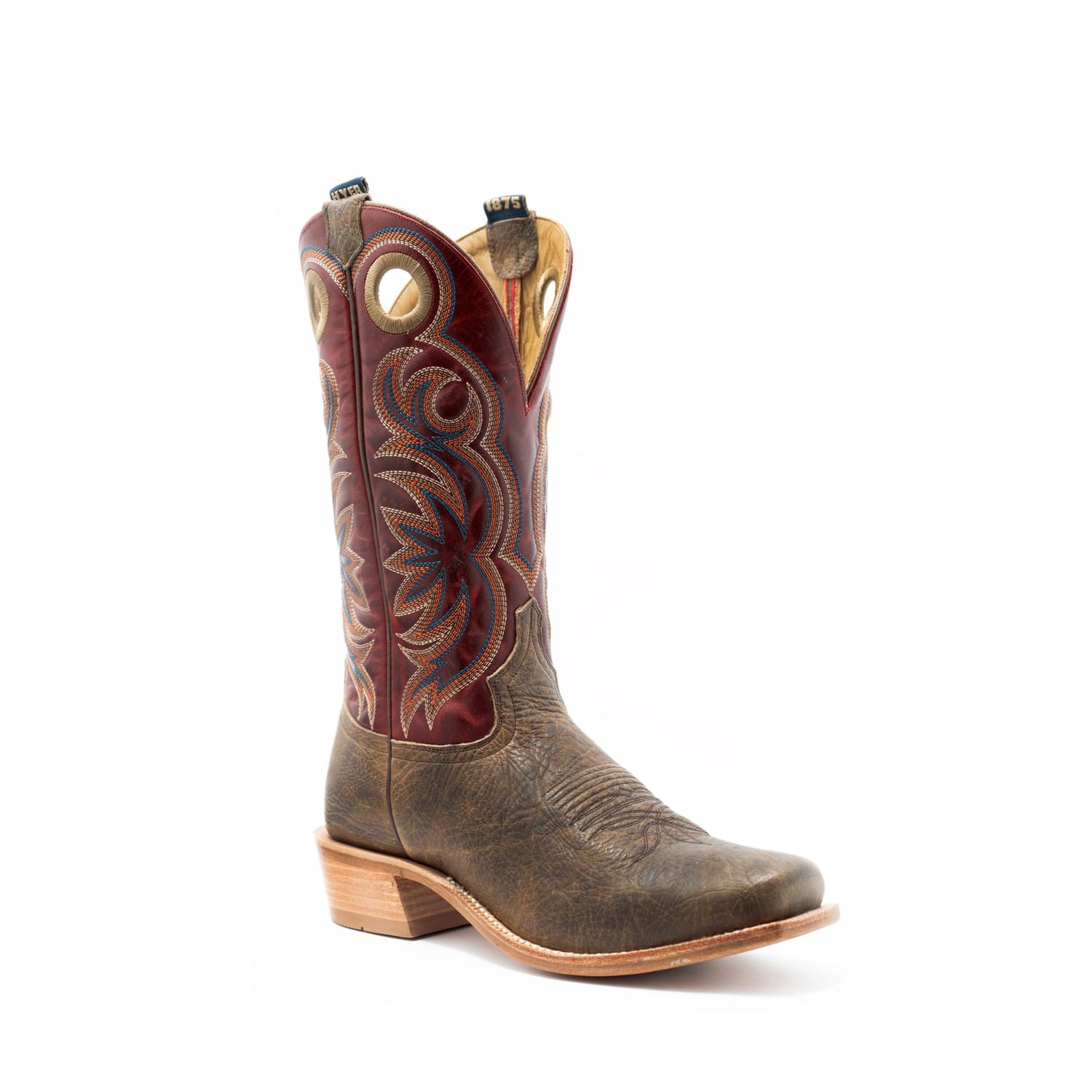 Hyer Mens Riley Tobacco Shrunken Shoulder Midnight Red Cowhide