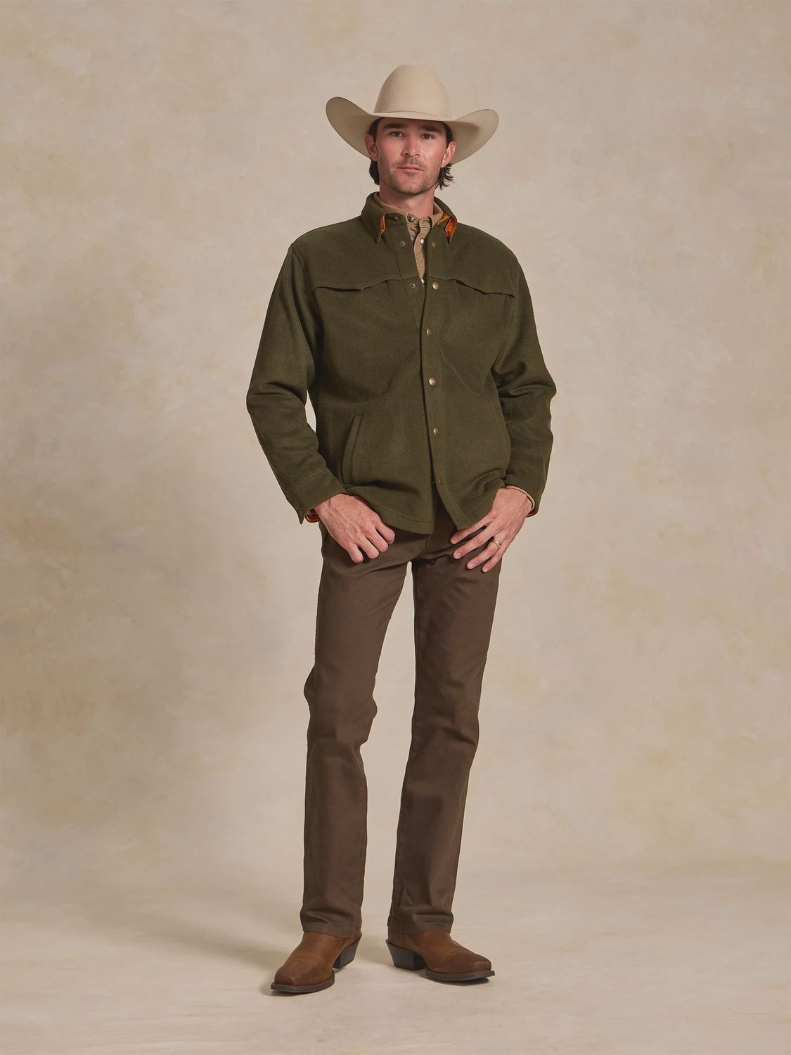 Men's Wool Overshirt - Olive